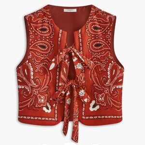 NWT Commense Paisley Printed Tie-Front Vest Size small